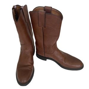 JUSTIN Brown Leather Roper Western Cowboy Boots 3714. Size 5.5
